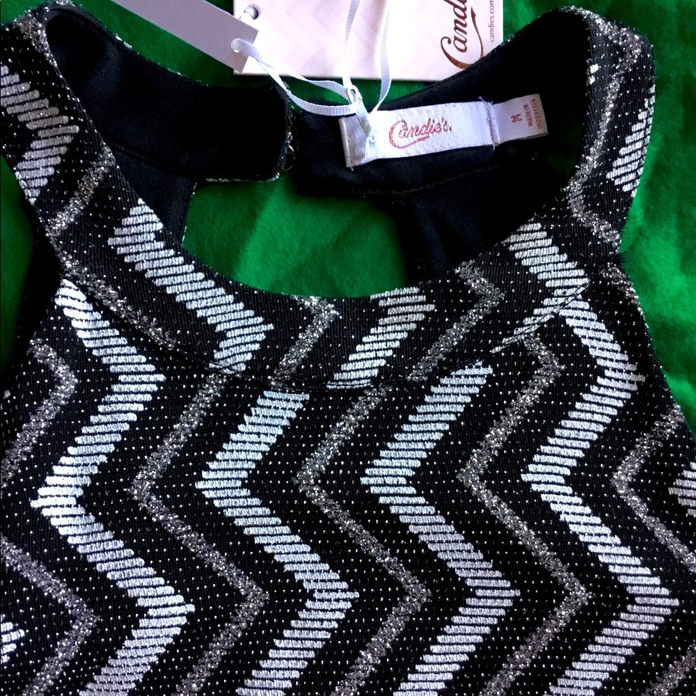 Sparkly Party Cocktail Dress Halter A-Line Chevron Black Silver Keyhole Back